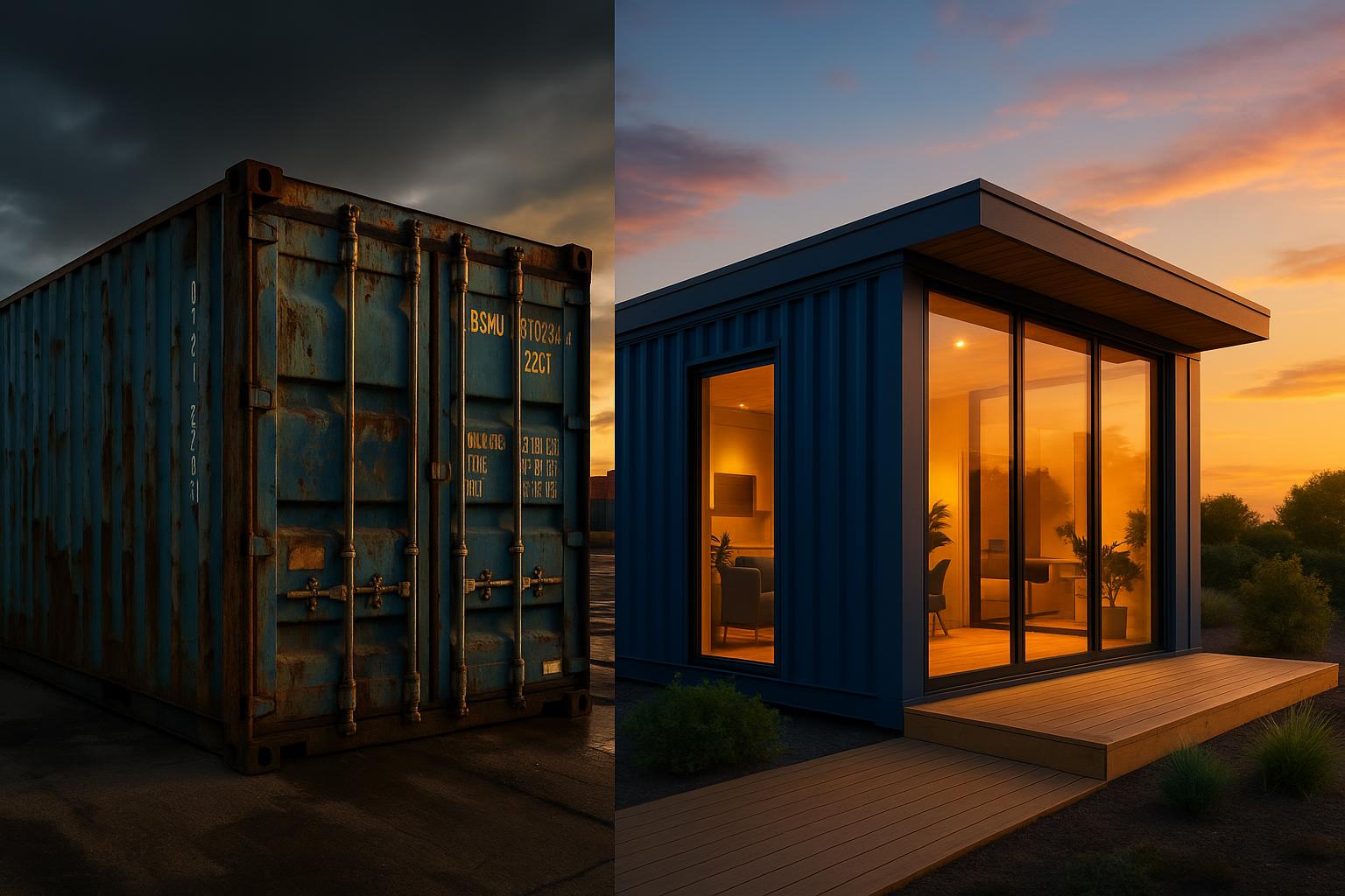 Transformação de contentor abandonado em módulo moderno sustentável